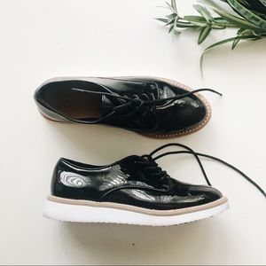 Faux Patent Leather Oxfords